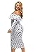 Gloria&Sarah Polka Dot Ruffle Off The Shoulder Vintage Casual Party Cocktail Plus Size Bodycon Dress,White,XX-Large