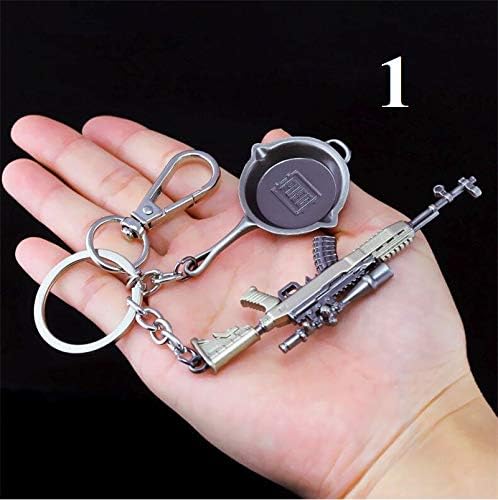 PAPWELL PUBG Keychain Hot Toys Playerunknown's Battlegrounds Game Toy Mini Metal Weapons Set Helmet Gun Frying Pan Christmas Collectible Halloween Collectable Gift Birthday Collectibles Kids (5)