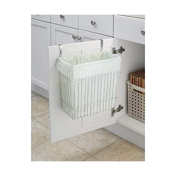 mDesign Over-the-Cabinet Wastebasket Bin or Storage Basket for Kitchen - Chrome
