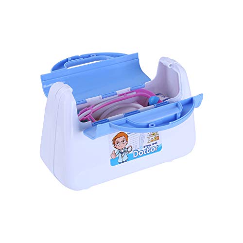 Educational Doctor Medical Kit | 15Pcs Kids Pretend Medical Doctor Medical Playset with Stethoscope,Case | Durable Role Play Promotes Thinking Skills Gift for Toddler Boys Girls (Blue)