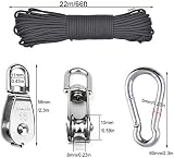 TooTaci 15mm Crane Pulley Block Set, 2 Stainless Steel Pulleys & Rope view 3