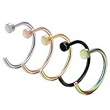 YHMALL Steel Hinged Clicker Seamless Piercing Nose Ring Hoop Lip Ear Ring-8mm