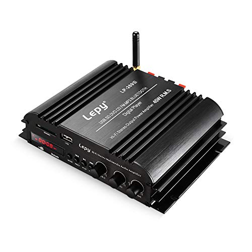Robolife Lepy LP – 269S Bluetooth Hi-Fi Digital Stereo Amplifier Booster Radio 2 Channel 2 x 45W with Remote Control, Power Cord, Support SD USB FM, US Plug