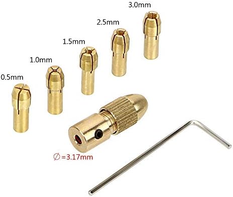 0.5-3mm Micro Twist Drill Chuck Set Inner Diameter 2.35mm /3.17mm /2.00mm 5pcs/Set Small Electric Drill Bit Collet