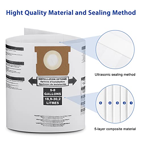 Shop Vac Bags 58 Gallon 10 Pack Type E Replacement Disposable Filter