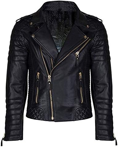 Leather biker jacket gold hardware Clearance