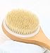 VASLON Natural Boar Bristles Bath,Dry Brushing Body Brush, Boar Bristles Exfoliating Body Massager with Long Wooden Handle& No Handle 2Pcs