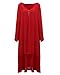 ZANZEA Ladies V-Neck Button Cotton Line Loose Long Maxi A-Line Irregular Hem Dress (12, red)