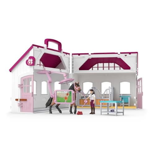 SCHLEICH Horse Club | Pferdeklinik „Heilende Hufe“ 42787 | transportables Set mit Pferdebox, Röntgengerät, bewegliche Tierärztin & viel Zubehör | Pferde Spielzeug & Geschenk ab 4 Jahren | 64 Teile