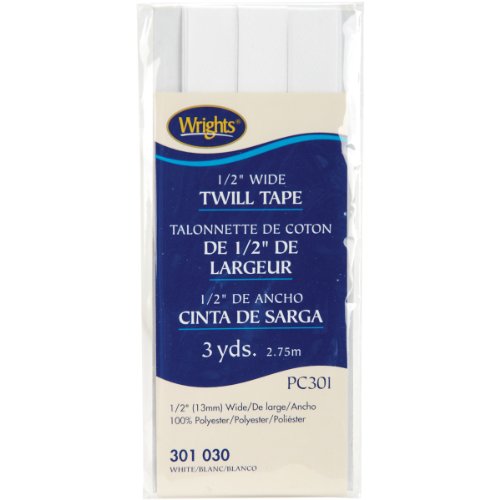 Wrights 117-301-030 Twill Tape, White, 3-Yard