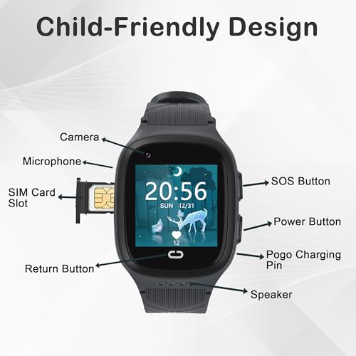 AIWIEP Smart Watch GPS Tracker with Calling,sos,gps Tracker,voice Chat,camera, Kids Cell Phone Toys for Ages 5-7 Boys Age 3-12, for Kids, 4G