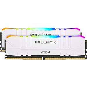 Crucial Ballistix BL2K8G32C16U4WL RGB, 3200 MHz, DDR4, DRAM, Desktop Gaming Geheugenkit, 16 GB (8GBx2), CL16, wit