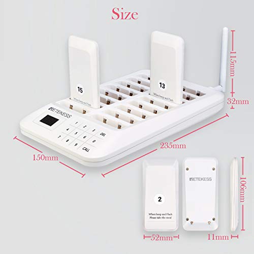 Retekess TD157 Oproepsysteem Restaurant Draadloos Gasten Oproepsysteem Touchscreen, 20H 16 Pager Systeem voor Restaurant… - Afbeelding 7