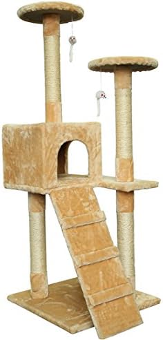 TOCO Cat Tree Furniture kitty Play House Condo, 50 Inch, Beige