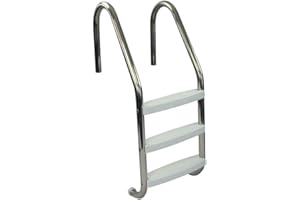 Aqua Select 3 Step Stainless Steel Pool Ladder with Non-Slip Plastic White Steps | Entry and Exit System for In-Ground Swimming Pools | 250 Pound Capacity | 1.9 Inch Outer Diameter
