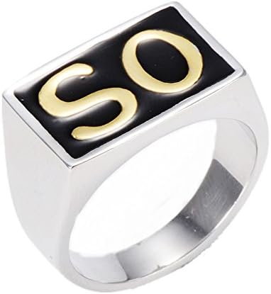 LOPEZ KENT Vintage Mens Stainless Steel SO NS Ring Band