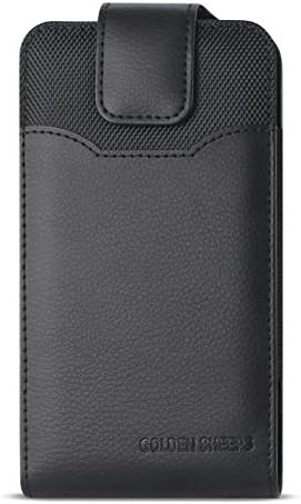 XXL Size iPhone XS Max 6.5 inch Vertical Leather Belt Clip Holster Pouch Case (Fits Phone with Otter Box Symmetry/Defender / LIFEPROOF/Extended Battery or Thick Case On)