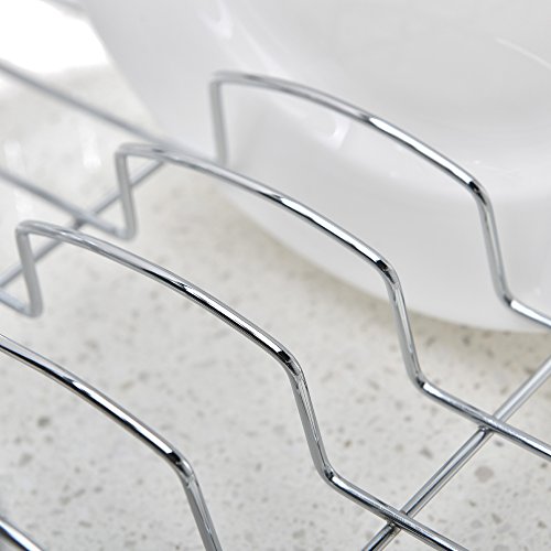 Loclgpm Modern Rust-Proof Large Draining Dish Drying Rack, 1 Tier Easy Storage, Dish Rack without Drain Board for Kitchen Over/In Sink, 1 Wide Tableware Rack and Knife Holder Accessory - Thumbnail 4