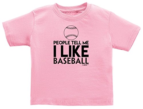 Funny Toddler Clothes People Tell Me I Like Baseball Infant T-Shirt 12 Months Pink - Thumbnail 3