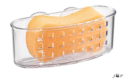 Plastic Kitchen Sink Suction Holder Bathroom Shower Caddy Storage Shelf Basket Organization.Ideal for Sponges,Scrubbers,Soap,Body-wash,Loofahs,Razors,Small Shampoo,Conditioner Bottles, (1 PACK)