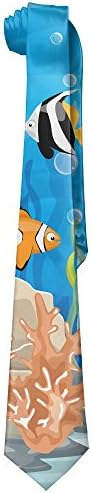 Underwater Reef With Fish Gentleman Cool Fashion Tie Classic Stripe Men's Necktie