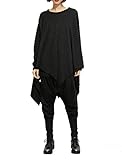 ELLAZHU Women Baggy Crew Neck Asymmetric Hem Solid T shirt Onesize GY805 A