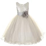 Sparkly Sequined Mesh Big Girls' Flower Dress Pageant Wedding Prom