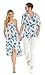 Couple Matching Hawaiian Luau Party Outfit Set Shirt Dress in Day Dream Bloom Men M Women S