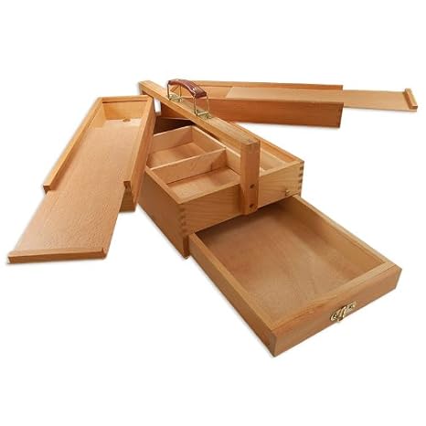 Artina Malkasten Vannes | Utensilienbox | Malkoffer | Holz | 4 Staufächer