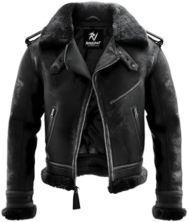 MARCO ENZOLANI Cross Zip B3 Bomber Aviator Real Shearling Brown