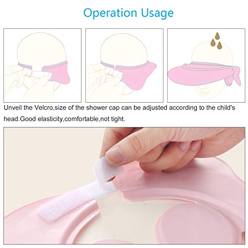 Baby Shower Cap KATOOM Shampoo Shower Cap Bathing Protector Wash Hair Shield Adjustable Visor Hat with Ear Protection for Toddler Kids Children (Pink)