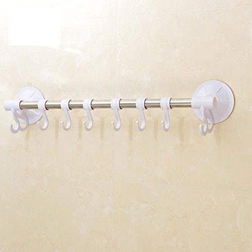 Low Cost 40cm Wall Mounted Suction Cup Movable Hanger Towel Bar With 8 Hooks For Kitchen And Bathroom Organizer Www Gwinnerscountrybutcher Com