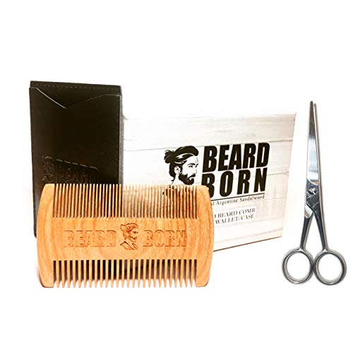 Beard Comb and Men's Grooming Scissors - Beards, Mustaches, Facial Hair (Beard Comb & Beard Scissors)