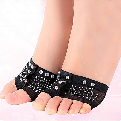 Daxin 1 Pair Ballet Dance Bright Drilling Toe Pad Practice Shoe Foot Thong Care Tool Half Sole Gym Sock Dance Shoes