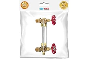 (H&H) New HVAC 1/2" Boiler Sight Gauge Glass Complete Set Kit Wwith 5/8" X 12" Glass (1 pc)