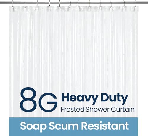 LiBa Bathroom Shower Curtain Premium PEVA Non-Toxic, Blue Clear Waterproof Plastic Shower Curtain Liner with Rust Proof Grommets 8G Bathroom Accessories 72x96