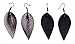 L&N Rainbery 2 Pairs Petal Leather Earrings Faux Leather Teardrop Earrings Leaf Drop Earrings (Gun Metal+Black)