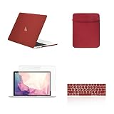 TOP CASE MacBook Pro 13 inch Case 2019 2018 2017 2016 Release A2159 A1989 A1706 A1708, 4 in 1 Essential Rubberized Hard Case, Keyboard Cover, Screen Protector, Sleeve for MacBook Pro 13" - Wine Red