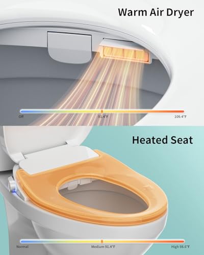 SR SUN RISE Electric Bidet Toilet Seat for Elongated Toilets | Dual Nozzles for Female & Hip Wash, 6 Wash Modes, Comfort Heated, Air Dryer, Ultra-Slim Profile,Easy Knob Control,
