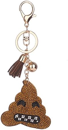 HN Amusing Emoticon Tassel Keychain Bag Handbag Key Ring Car Poo Shape Key Pendant (C)