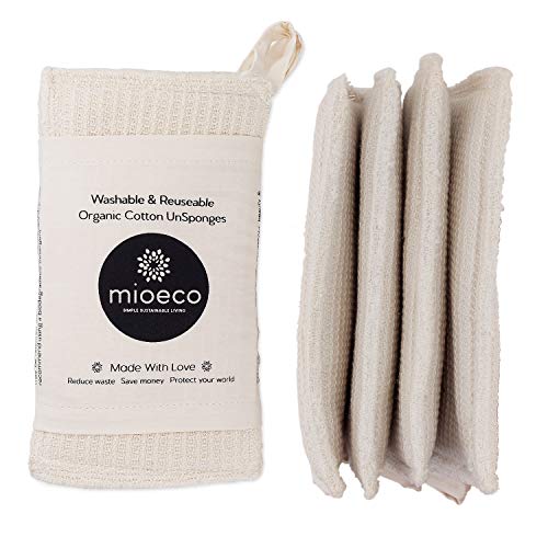 Kitchen Natural Sponges Non Scratch - Eco Friendly Sponges for Dishes - Natural Organic Reusable Sponges - Washable Biodegradable Sponge, Compostable - 4 Pack