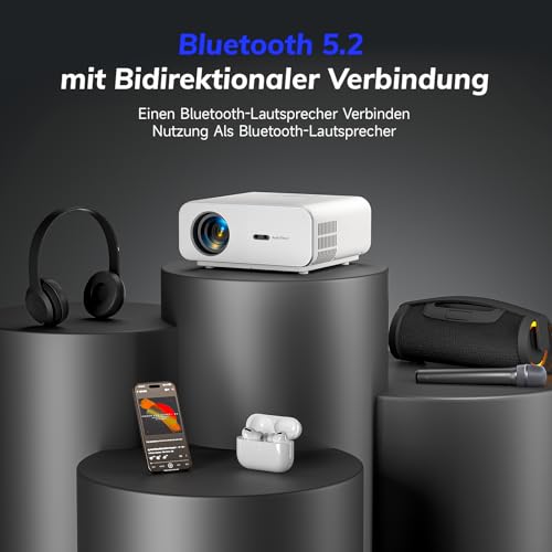Projector 4K Officially Licensed App: 1300 ANSI Auto Focus & 6D Keystone Correction Smart Projector Home Cinema ZOOMCAT 1080P Full HD WiFi6 Bluetooth 5.3 Outdoor Projector, Compatible with Netflix