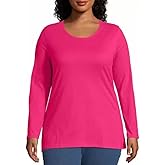 Just My Size Women's T-Shirt, Plus Size Long Sleeve Cotton Tee, JMS Plus Size Scoop-Neck T-Shirt for Women