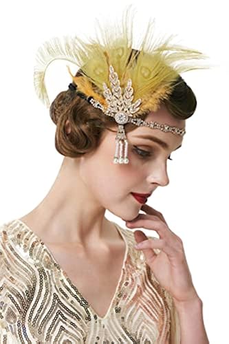 BABEYOND 1920s Flapper Headband Feather Headpiece Roaring