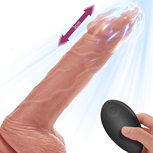 Dildo mit Stoßfunktion Realistischer Vibratoren 10 Frequenzmodi Dildo mit saugfuß Klitoris Stimulator mit Fernbedienung Sexspielzeug für frauen 22CM Moruioy