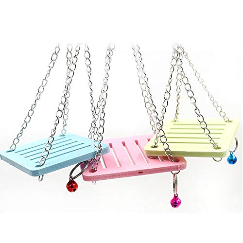 Aolvo Dwarf Hamster Toys, Colored Hanging Swing/Hammock/House/Hideout/Bed with Bell for Syrian Hamster, Big Cage Nest Habitat Accessories for Hedgehog, Guinea Pig, Sugar Glider, Chinchilla - Green - Thumbnail 6