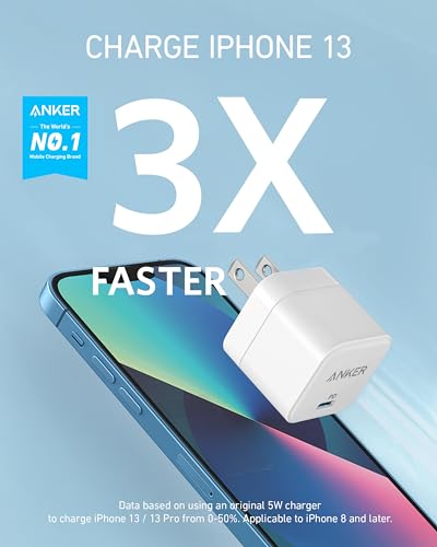 Anker USB C Charger with Foldable Plug, 20W USB C Charger Block for iPhone 17/16 /15 and More Series, Galaxy, Pixel, iPad (2, Pack Cable Not Included)