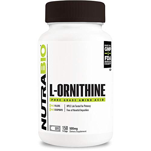 NutraBio L-Ornithine HCL 500 mg - 150 Vegetable Capsules