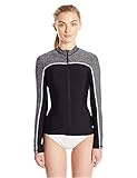 Speedo Women's Endurance Lite Long Sleeve Texture Rash Guard Shirt, Large, Speedo Black