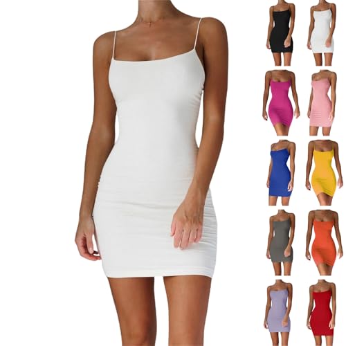 Women's Full Slips Cami Dress Soft Slinky Strap Petticoat Mini Nightdress Ladies Spaghetti Basic Underskirt Camisole Chemise Plus Size Bodycon Dresses for Women UK